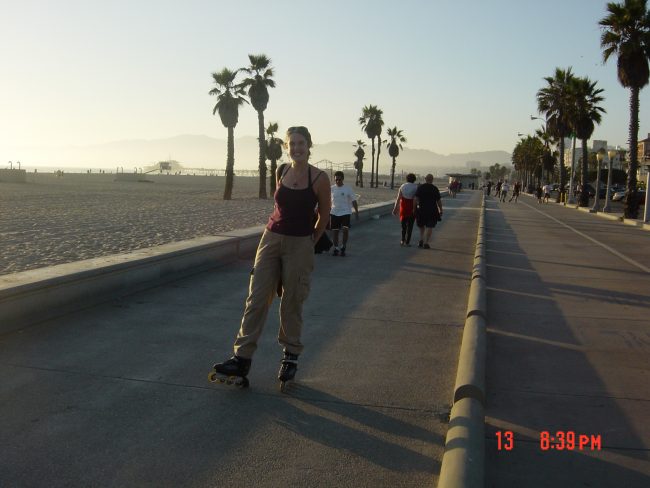 Rollerblading between Venice Beach and Santa Monica